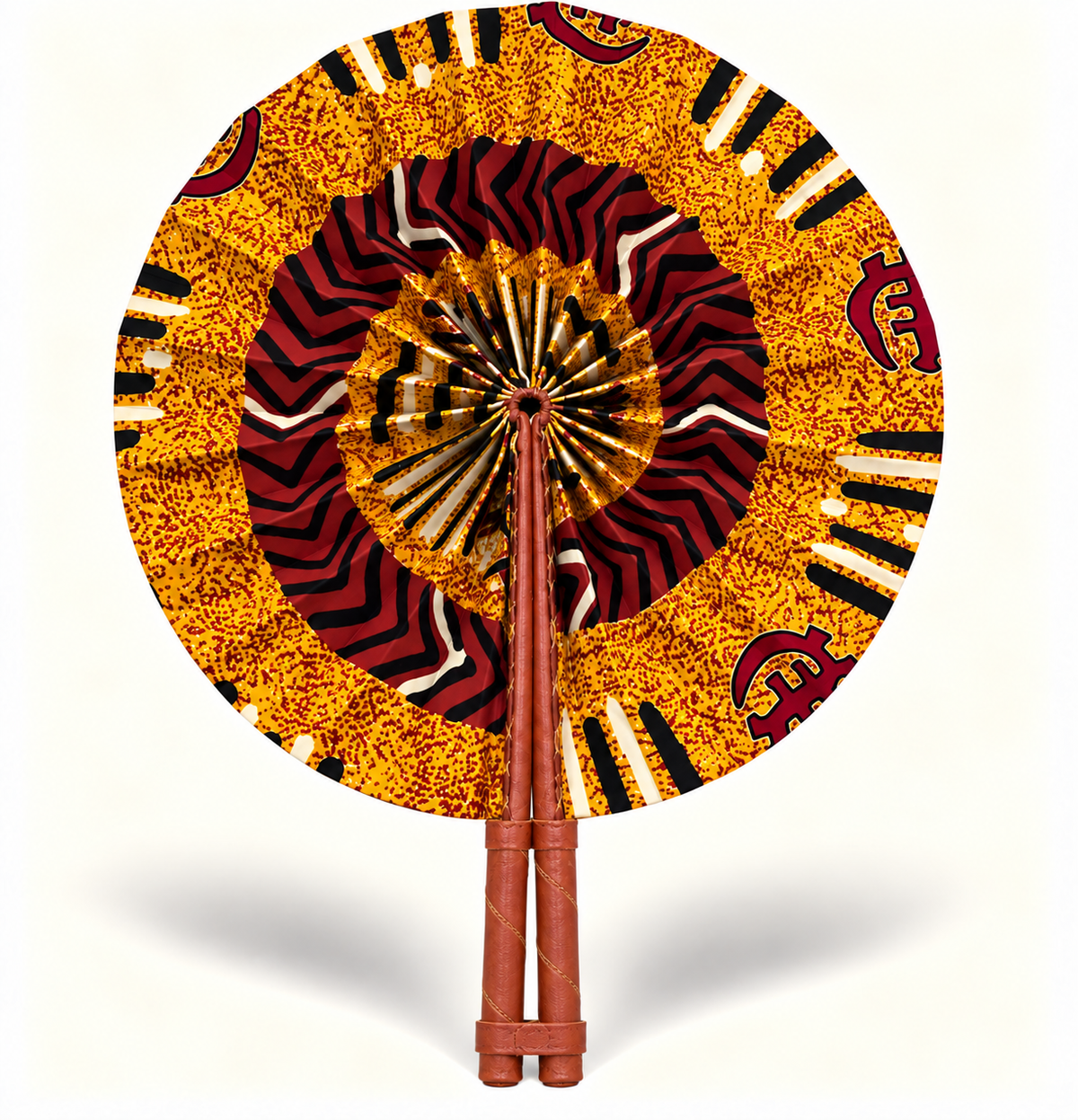 Afrika Yelpazesi – Turuncu Adinkra Zikzak Spiralli