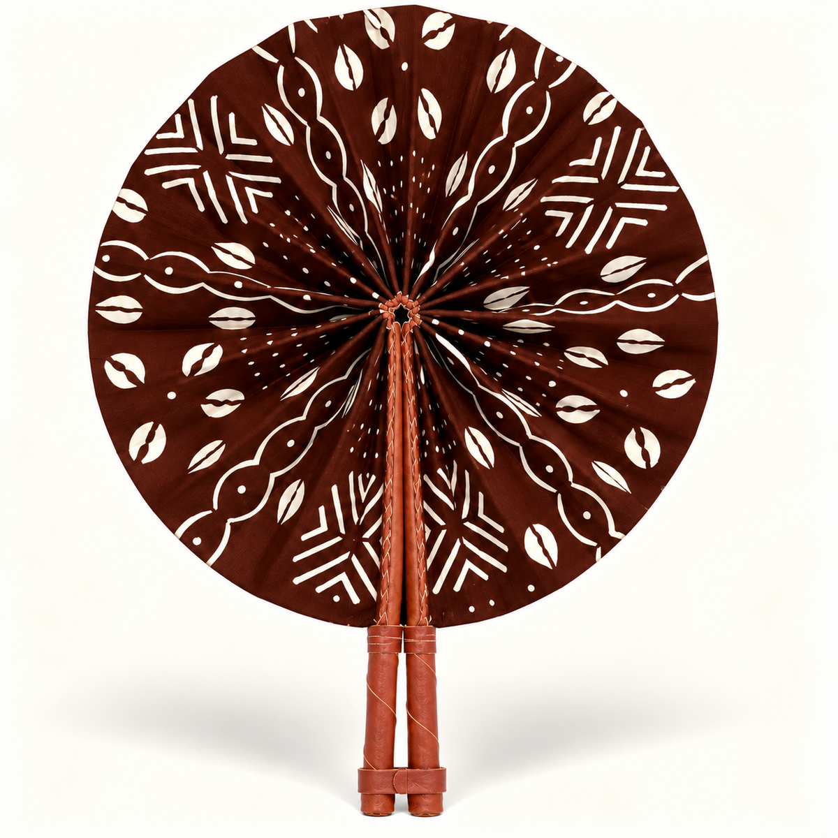 Afrika Yelpazesi – Kahverengi Mudcloth Kabuk Motifli