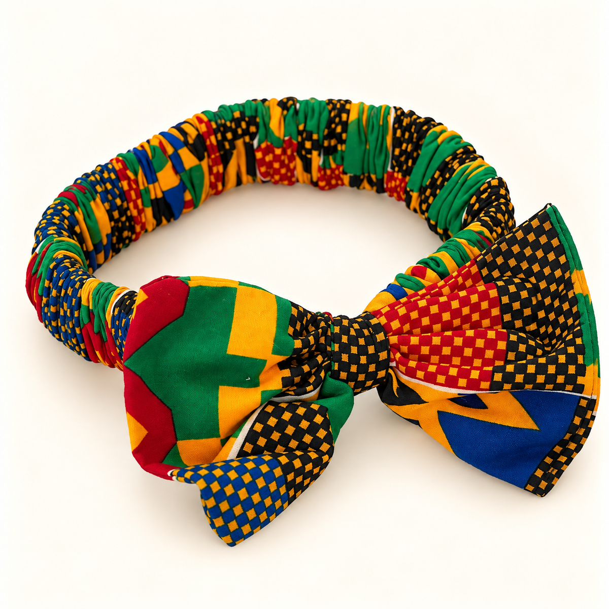 Bandana Fiyonklu – Kırmızı Sarı Yeşil Mavi Kente Dama Patchwork